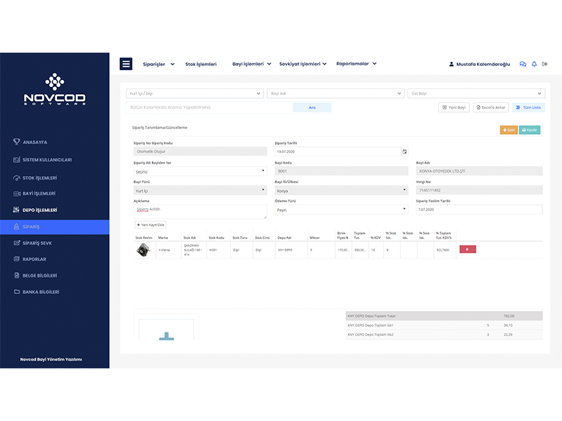 Sipariş ve Sevk Modülü