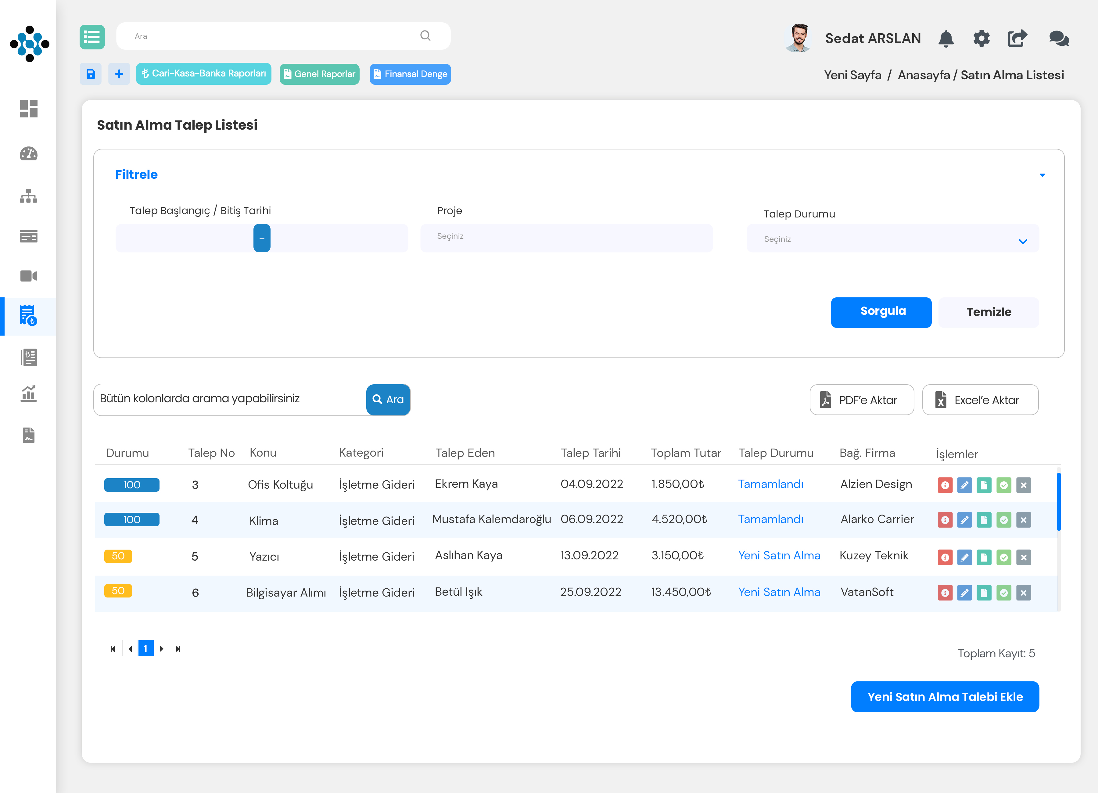 Satın Alma Modülü